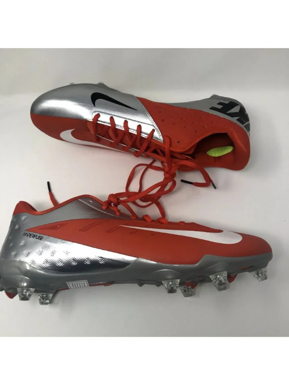 Nike Hyperfuse Orange Silver Football Cleats Shoes Size 14.5